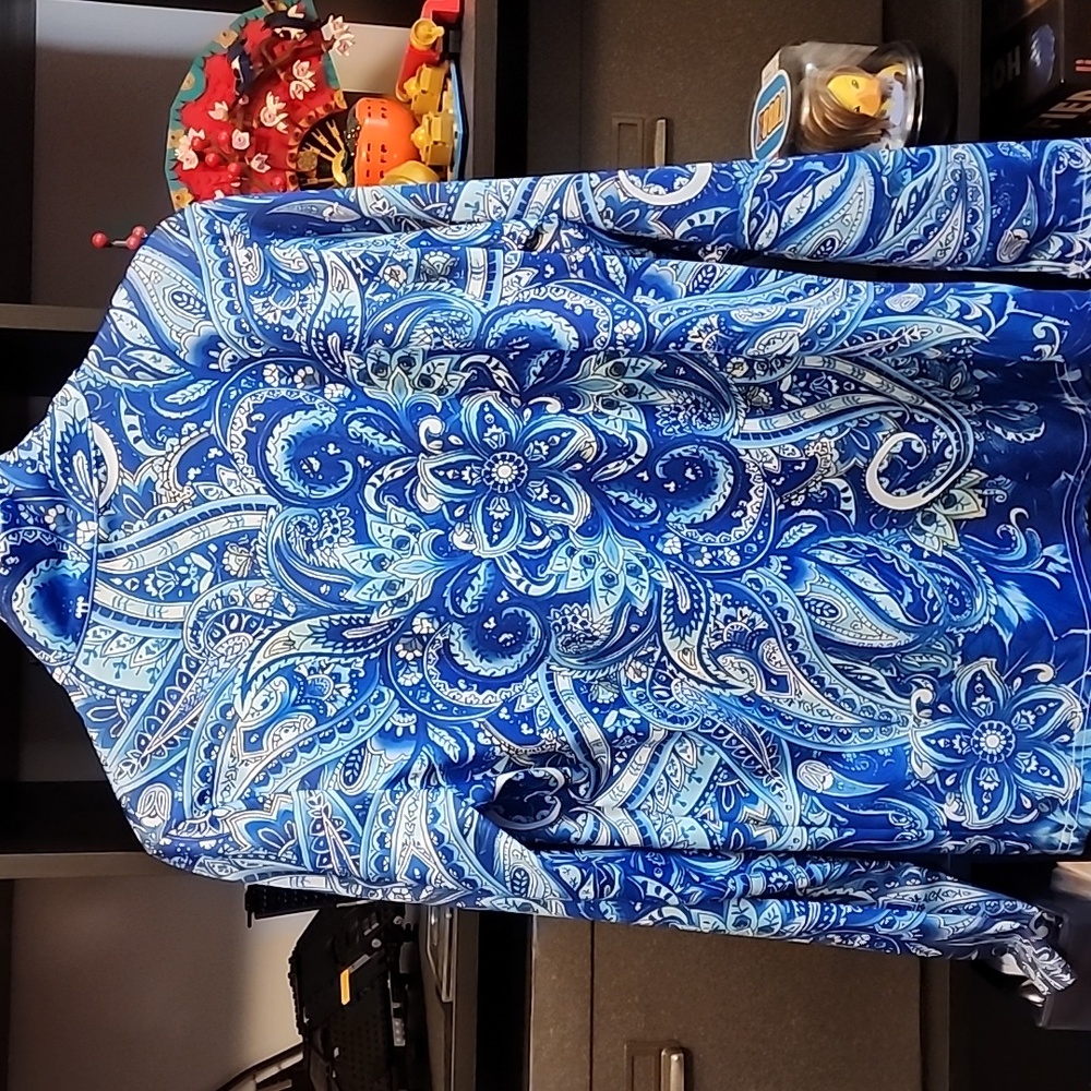 Vibrant Blue Paisley Quarter-Zip Pullover - Picture 2 of 5
